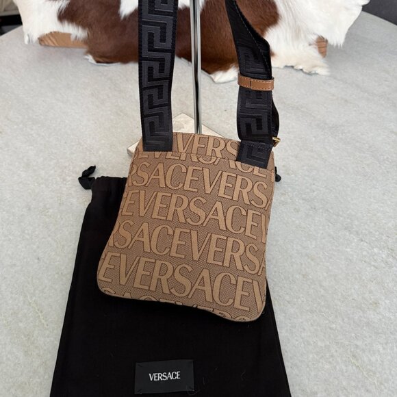 Versace 1020745 La Medusa Canvas Fabric Logo Crossbody All over Bag - Picture 3 of 16